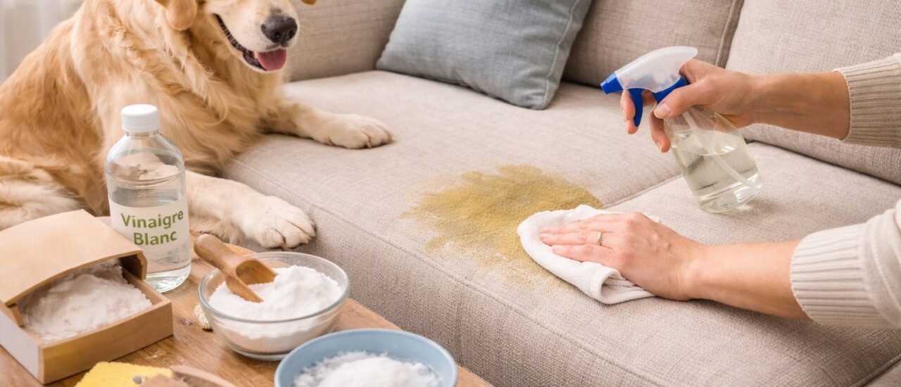 pipi chien canapé tissu